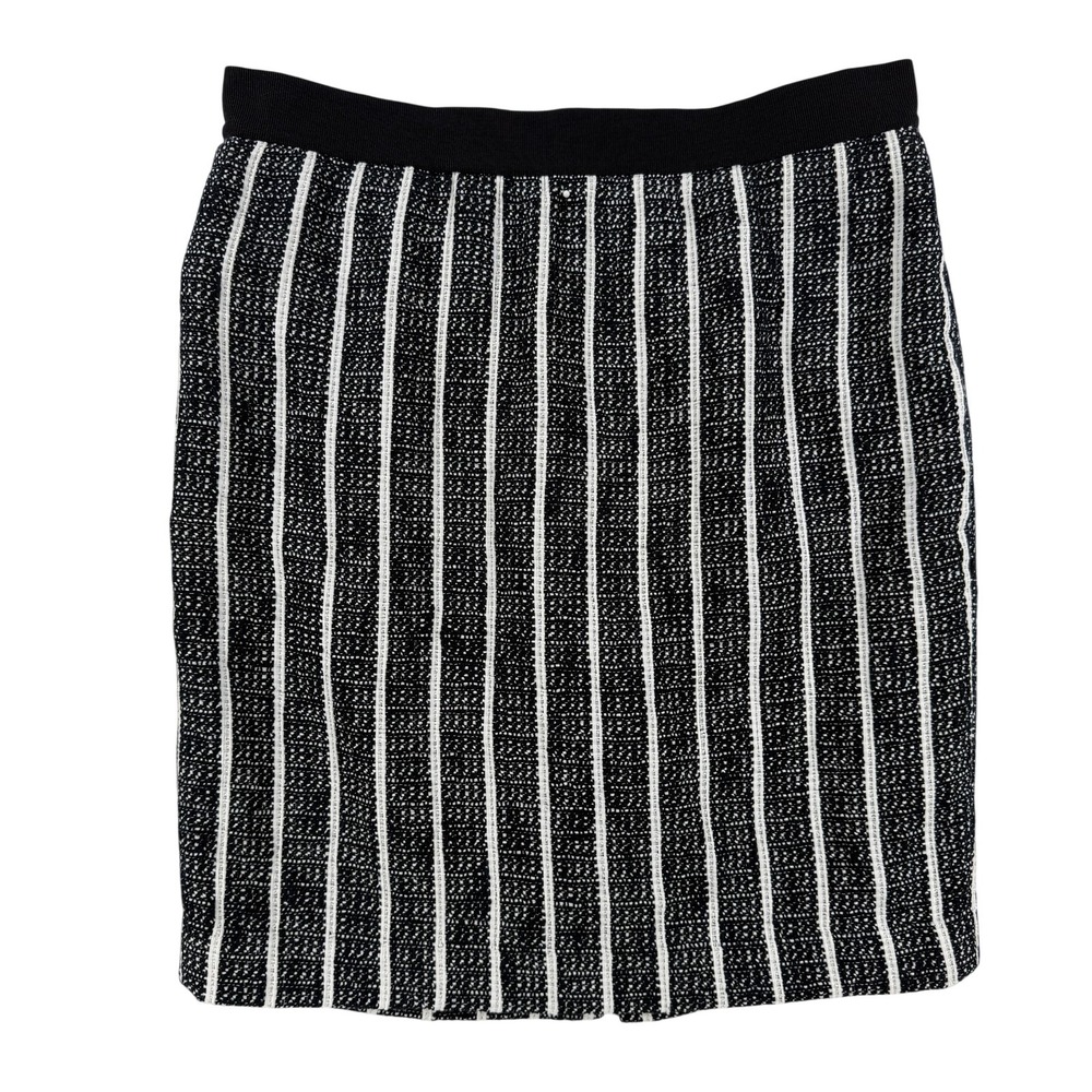 Ann Taylor Skirt Womens 14 Black Stripe Tweed Pencil Knee Length Lined Work NWT